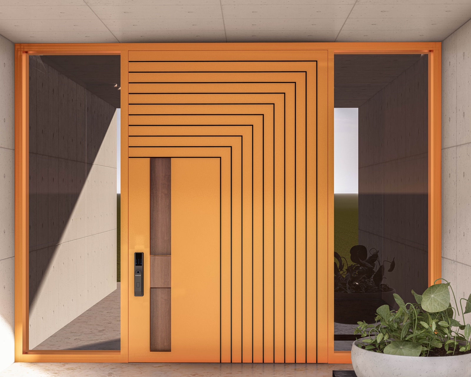 PIVORA Sleek Line door in Burnt Orange